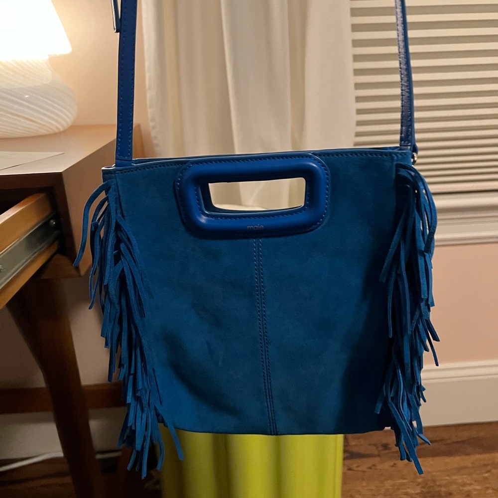 Maje Blue Fringe Bag - Picture 2 of 3